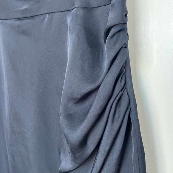 Cowl neck midnight blue navy dress with ruched waist. Like new. - Picture 3 of 5